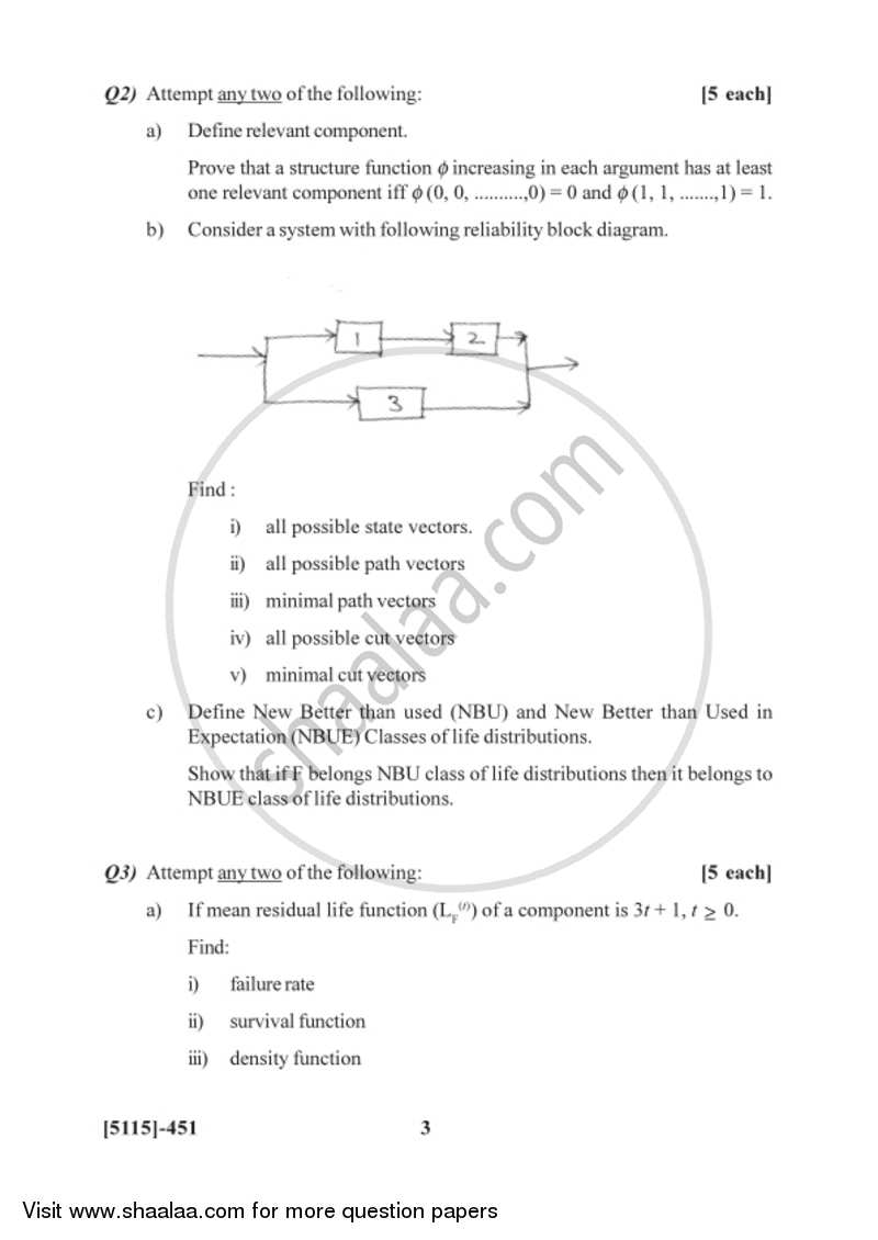 Reliability and Survival Analysis 2016-2017 - B.Sc. - Semester 6 (TYBSc) - University of Pune question paper with PDF download