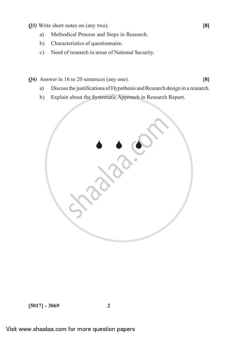 Research Methodology 2016-2017 - B.Sc. - Semester 5 (TYBSc) - University of Pune question paper with PDF download
