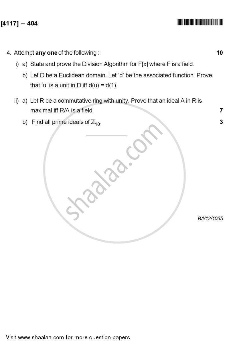 Ring Theory 2012-2013 - B.Sc. - Semester 6 (TYBSc) - University of Pune question paper with PDF download