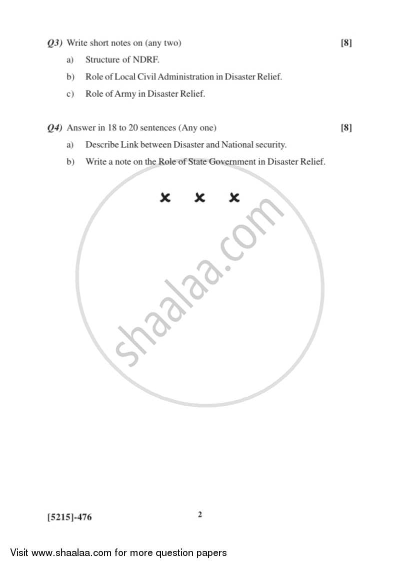 Role of the Armed Forces in Disaster Management 2017-2018 - B.Sc. - Semester 6 (TYBSc) - University of Pune question paper with PDF download