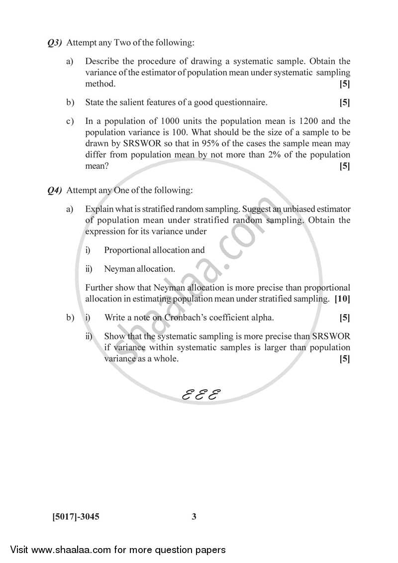 Sampling Methods 2016-2017 - B.Sc. - Semester 5 (TYBSc) - University of Pune question paper with PDF download