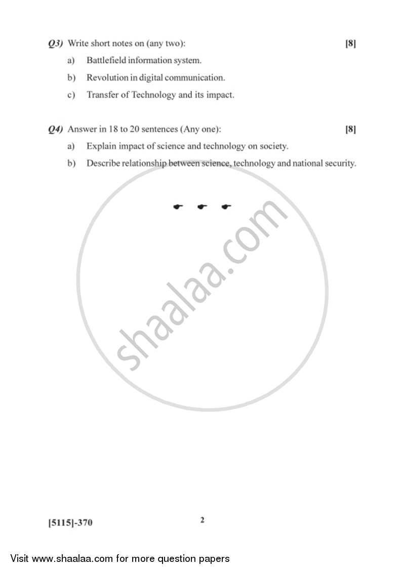 Science Technology and National Security 2016-2017 - B.Sc. - Semester 5 (TYBSc) - University of Pune question paper with PDF download