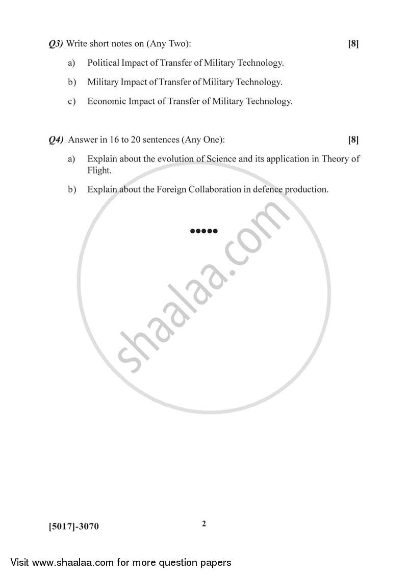 Science Technology and National Security 2016-2017 - B.Sc. - Semester 5 (TYBSc) - University of Pune question paper with PDF download