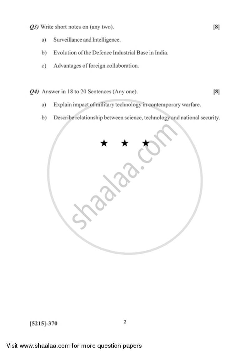 Science Technology and National Security 2017-2018 - B.Sc. - Semester 5 (TYBSc) - University of Pune question paper with PDF download
