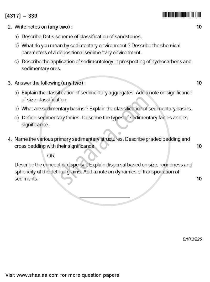 Sedimentary Petrology 2013-2014 - B.Sc. - Semester 5 (TYBSc) - University of Pune question paper with PDF download