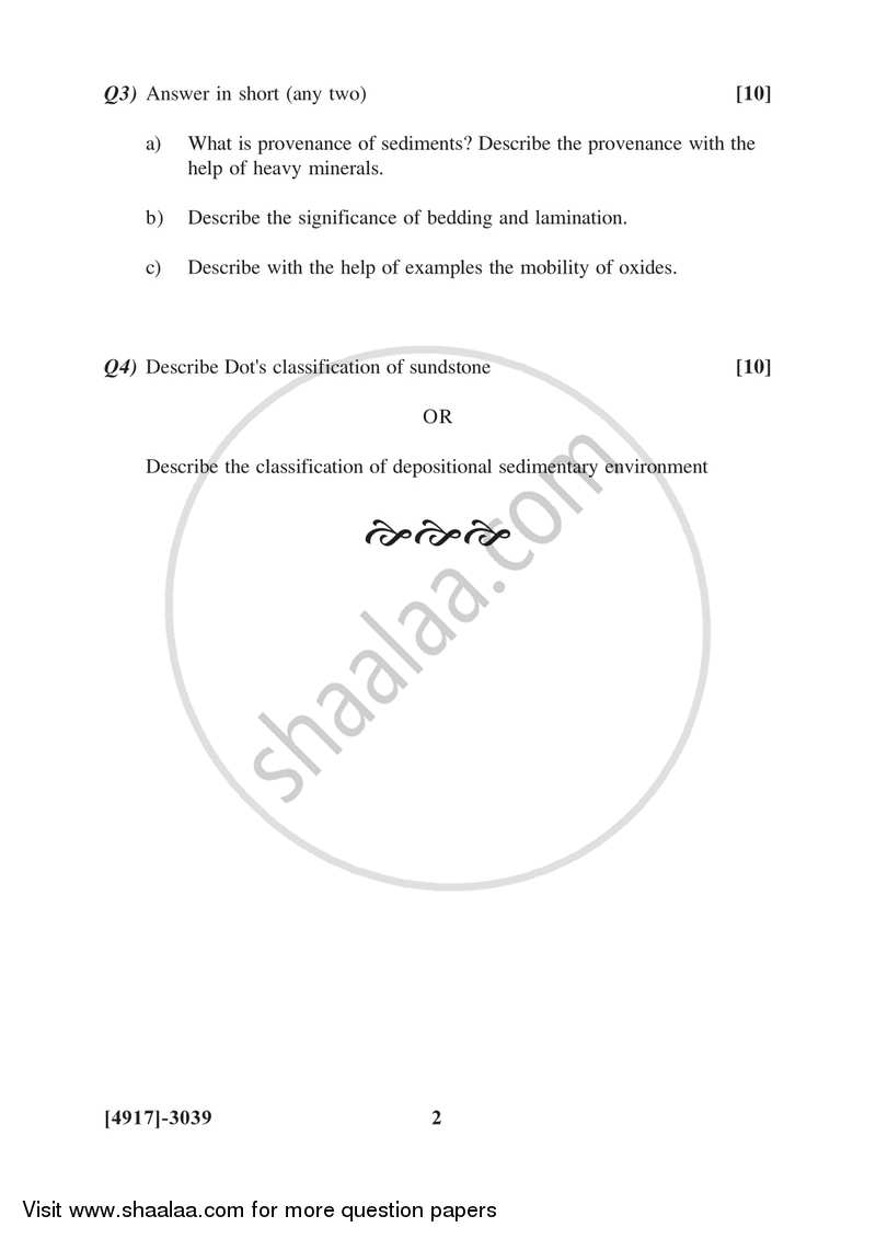 Sedimentary Petrology 2015-2016 - B.Sc. - Semester 5 (TYBSc) - University of Pune question paper with PDF download