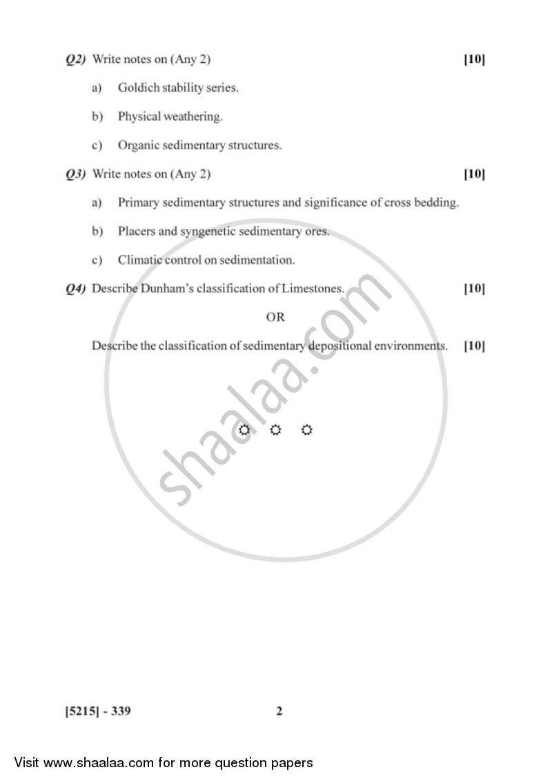 Sedimentary Petrology 2017-2018 - B.Sc. - Semester 5 (TYBSc) - University of Pune question paper with PDF download