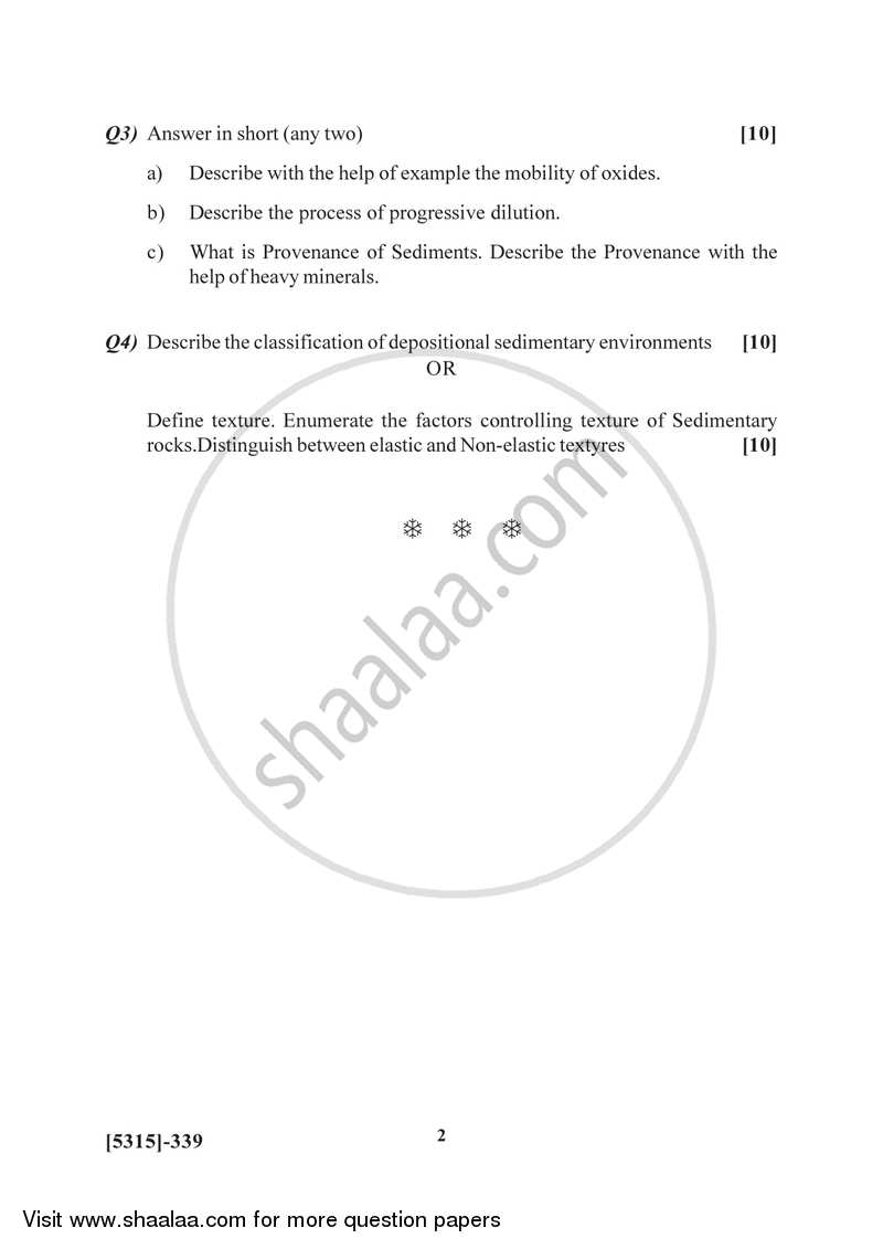 Sedimentary Petrology 2017-2018 - B.Sc. - Semester 5 (TYBSc) - University of Pune question paper with PDF download