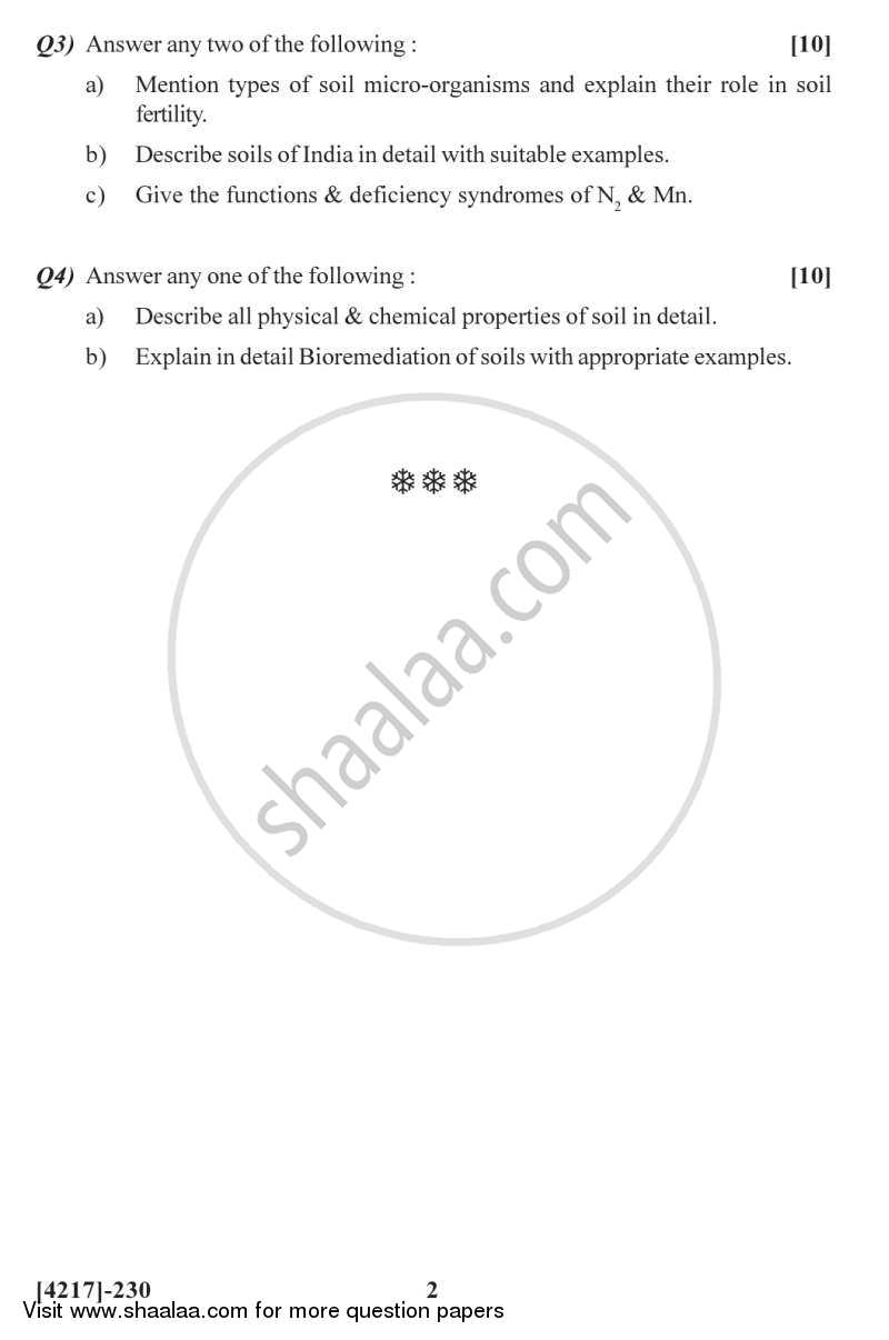 Soil Science 2012-2013 - B.Sc. - Semester 4 (SYBSc) - University of Pune question paper with PDF download