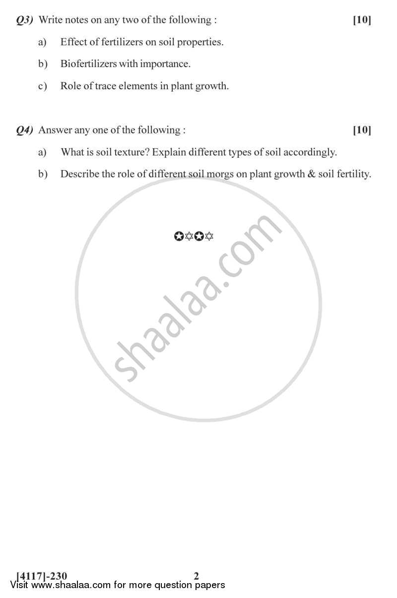 Soil Science 2012-2013 - B.Sc. - Semester 4 (SYBSc) - University of Pune question paper with PDF download