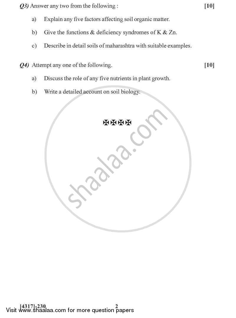 Soil Science 2013-2014 - B.Sc. - Semester 4 (SYBSc) - University of Pune question paper with PDF download