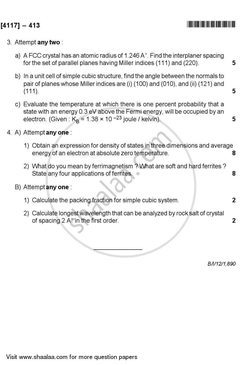 Solid State Physics 2012-2013 - B.Sc. - Semester 6 (TYBSc) - University of Pune question paper with PDF download