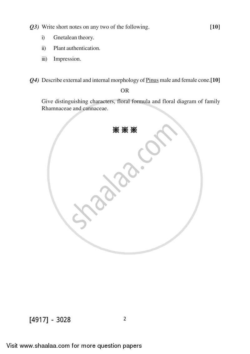 Spermatophyta and Palaeobotany 2015-2016 - B.Sc. - Semester 5 (TYBSc) - University of Pune question paper with PDF download