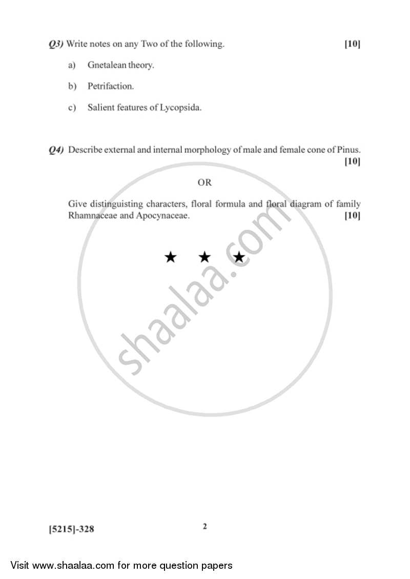 Spermatophyta and Palaeobotany 2017-2018 - B.Sc. - Semester 5 (TYBSc) - University of Pune question paper with PDF download