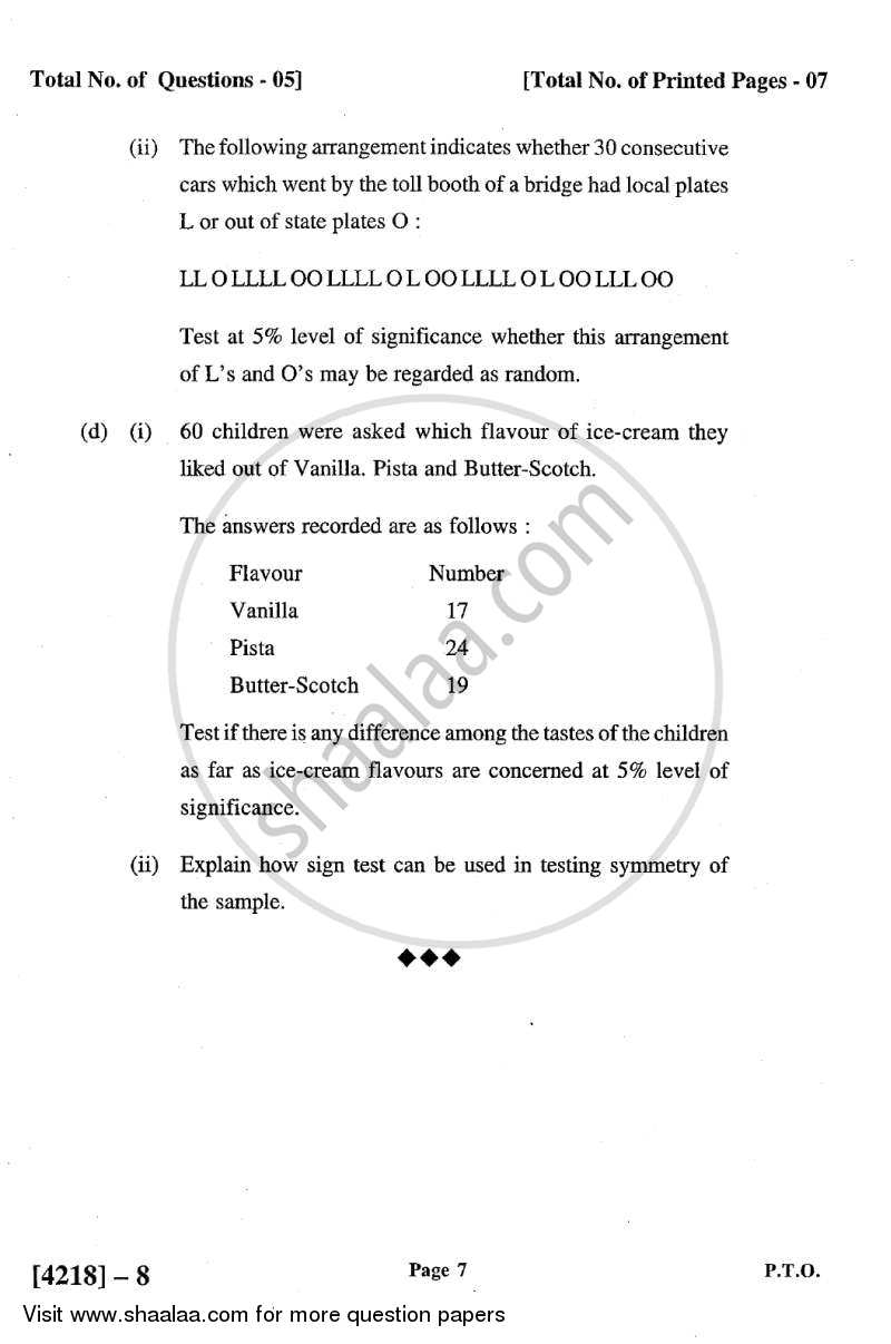 Statistical Methods 2 2012-2013 - B.Sc. - Semester 2 (FYBSc) - University of Pune question paper with PDF download
