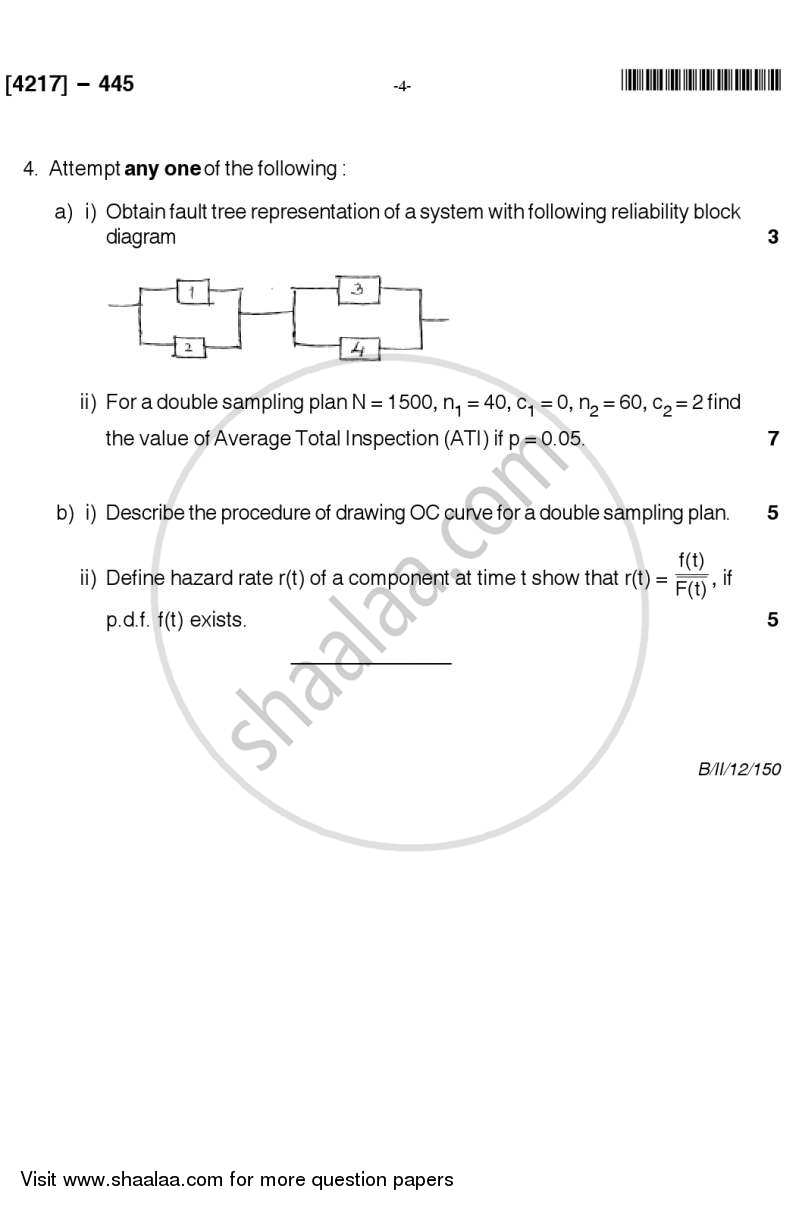 Statistical Process Control (Off Line Methods) 2012-2013 - B.Sc. - Semester 6 (TYBSc) - University of Pune question paper with PDF download