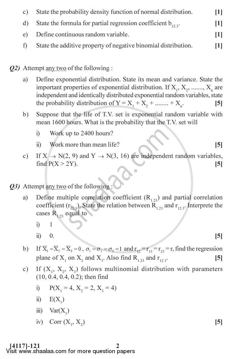 Statistical Techniques 1 2012-2013 - B.Sc. - Semester 3 (SYBSc) - University of Pune question paper with PDF download