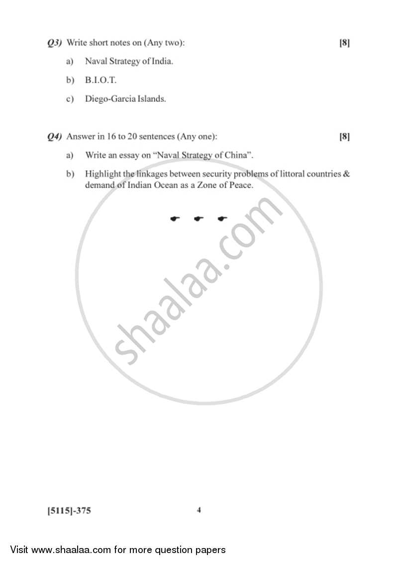 Strategic Environment of Indian Ocean 2016-2017 - B.Sc. - Semester 5 (TYBSc) - University of Pune question paper with PDF download