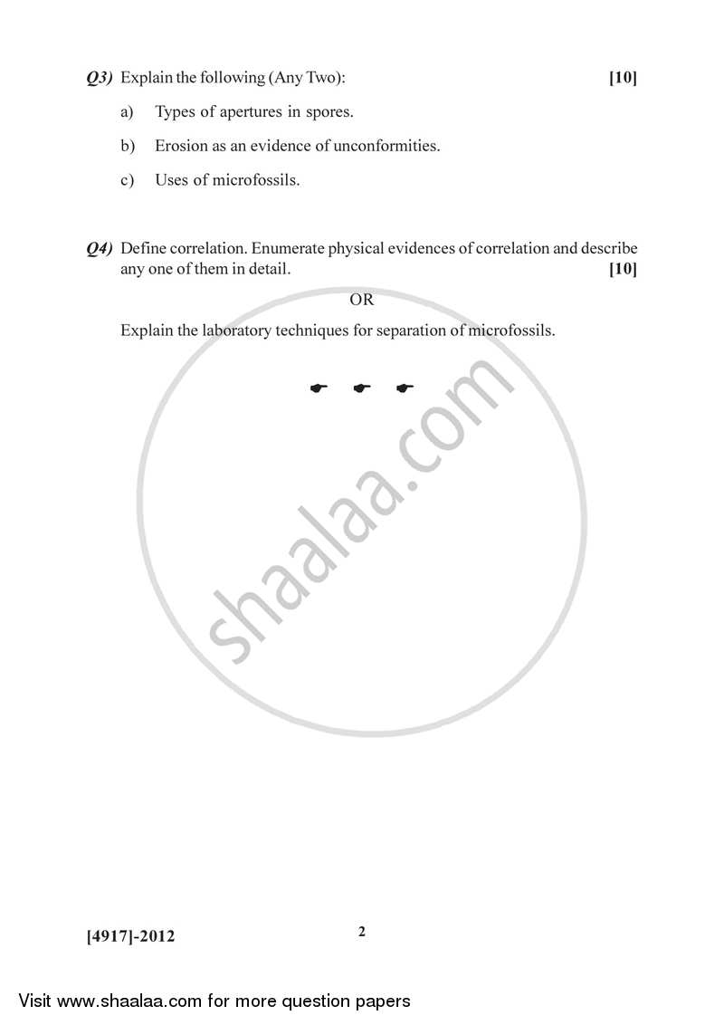 Stratigraphy and Palaeontology 2015-2016 - B.Sc. - Semester 4 (SYBSc) - University of Pune question paper with PDF download