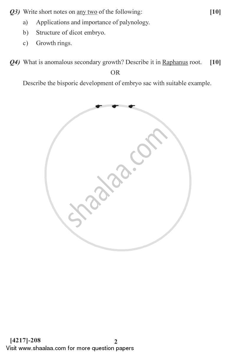 Structural Botany(Anatomy, Embryology and Palynology) 2012-2013 - B.Sc. - Semester 4 (SYBSc) - University of Pune question paper with PDF download