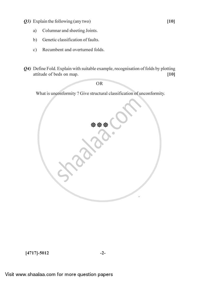 Structural Geology 2014-2015 - B.Sc. - Semester 3 (SYBSc) - University of Pune question paper with PDF download