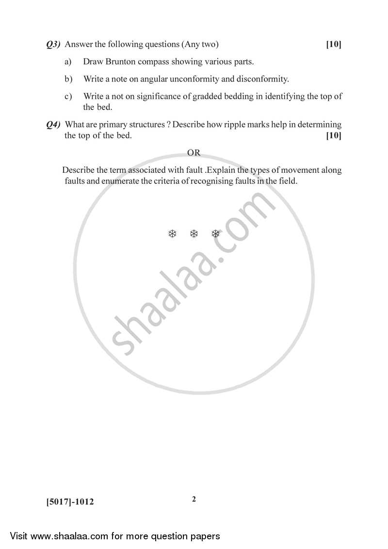 Structural Geology 2016-2017 - B.Sc. - Semester 3 (SYBSc) - University of Pune question paper with PDF download