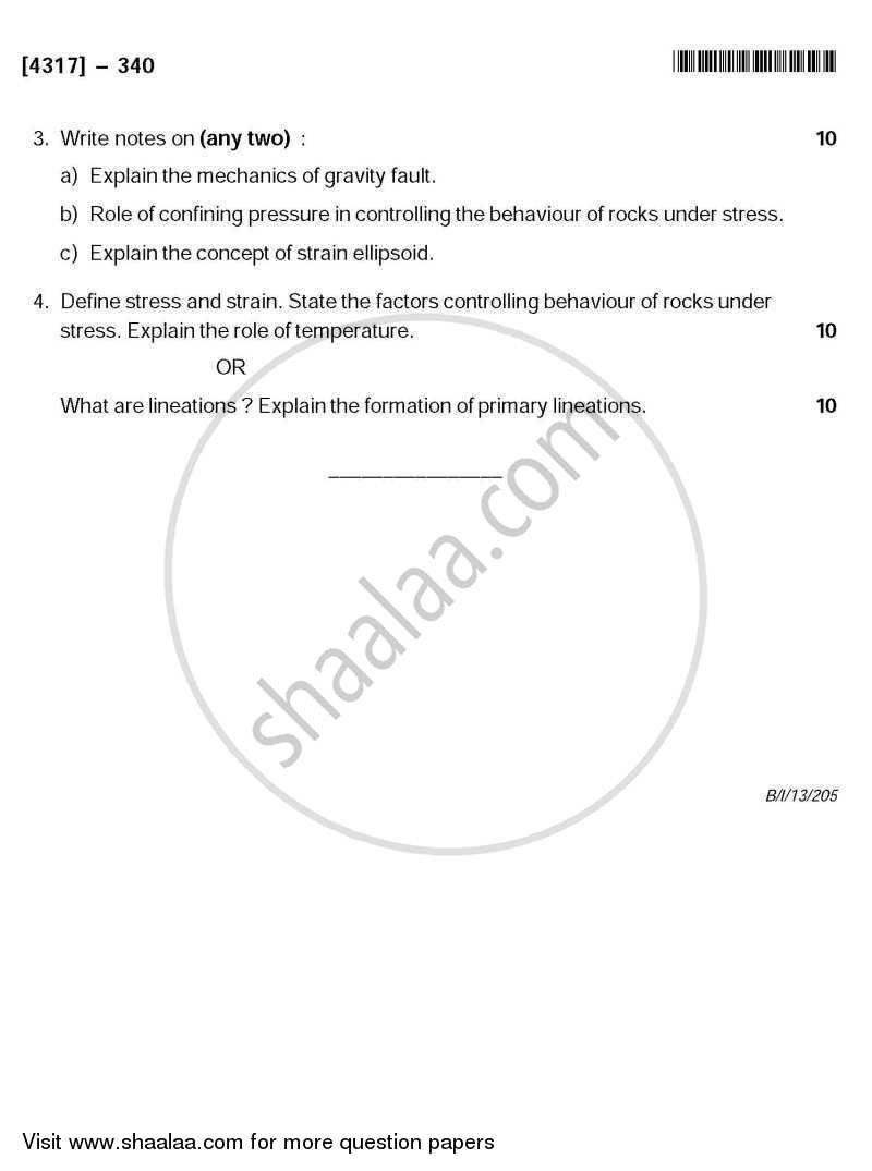 Structural Geology 2013-2014 - B.Sc. - Semester 5 (TYBSc) - University of Pune question paper with PDF download