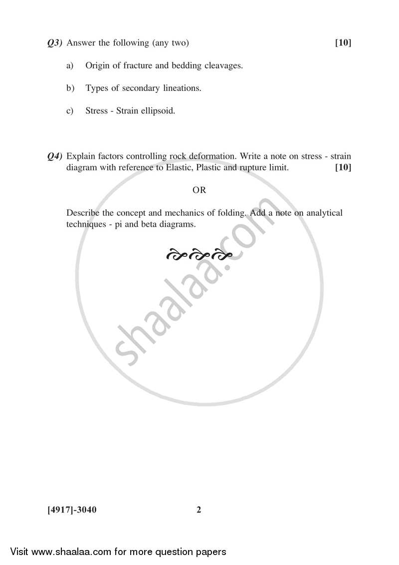 Structural Geology 2015-2016 - B.Sc. - Semester 5 (TYBSc) - University of Pune question paper with PDF download