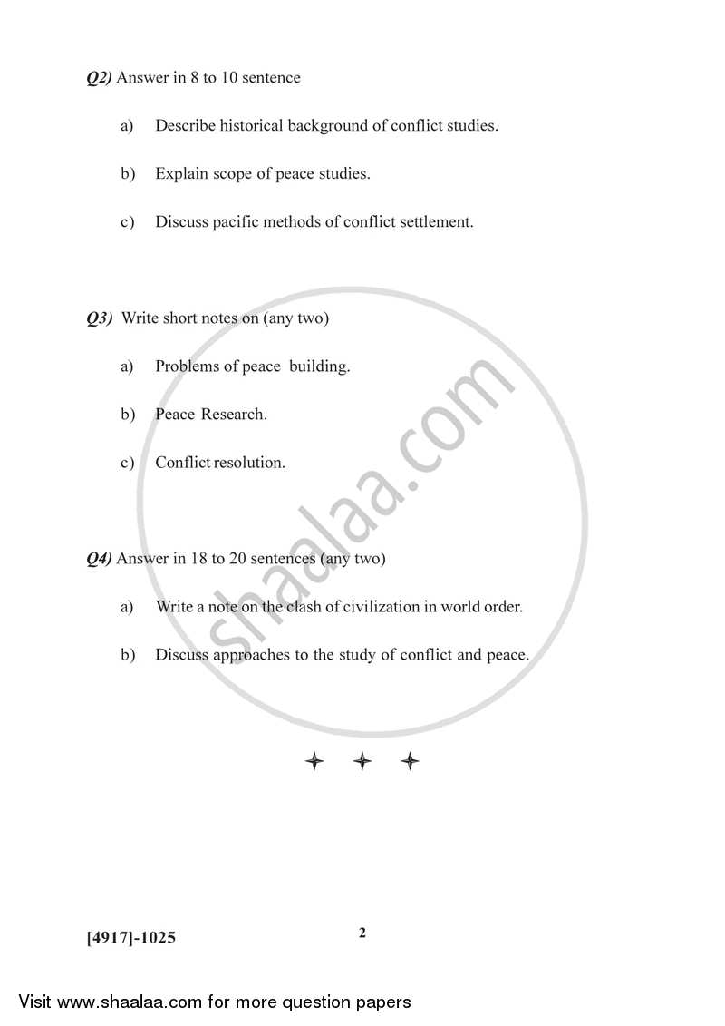 Study of Conflicts and Peace 2015-2016 - B.Sc. - Semester 3 (SYBSc) - University of Pune question paper with PDF download