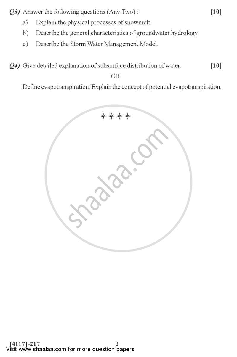 Surface and Groundwater Hydrology 2012-2013 - B.Sc. - Semester 4 (SYBSc) - University of Pune question paper with PDF download