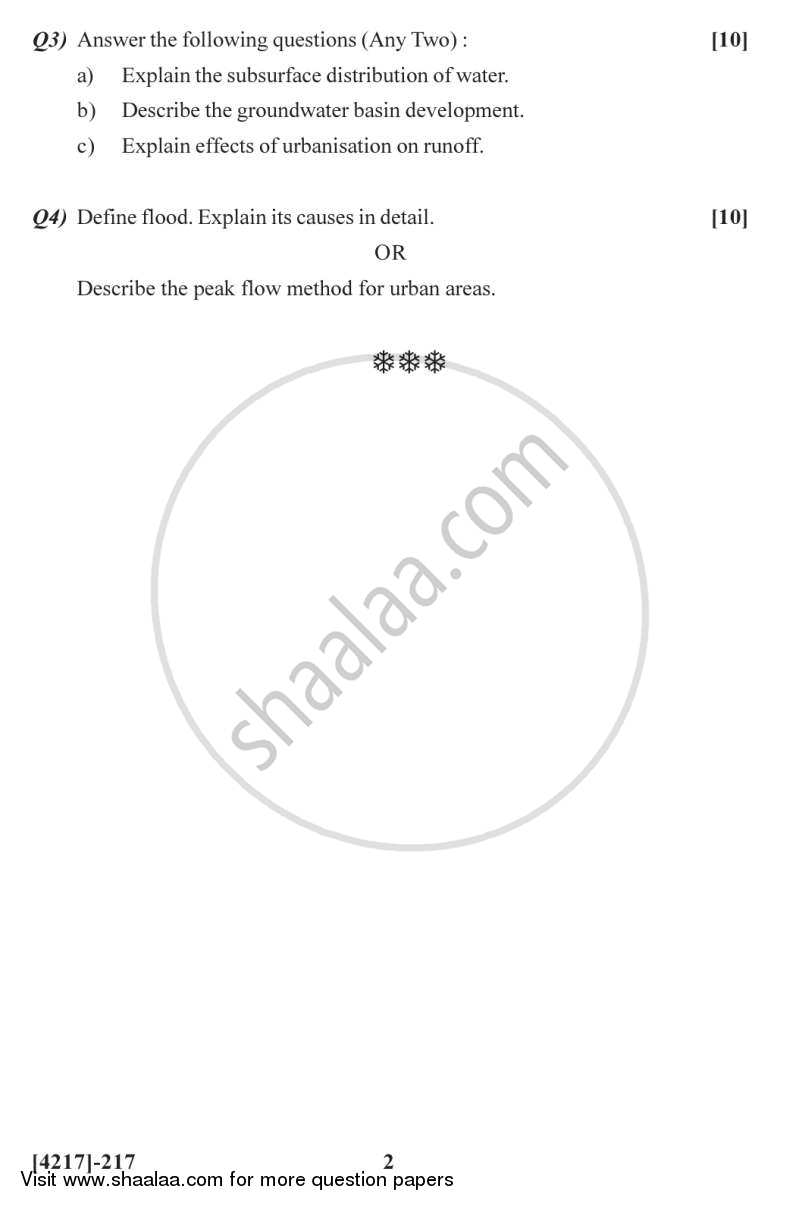 Surface and Groundwater Hydrology 2012-2013 - B.Sc. - Semester 4 (SYBSc) - University of Pune question paper with PDF download