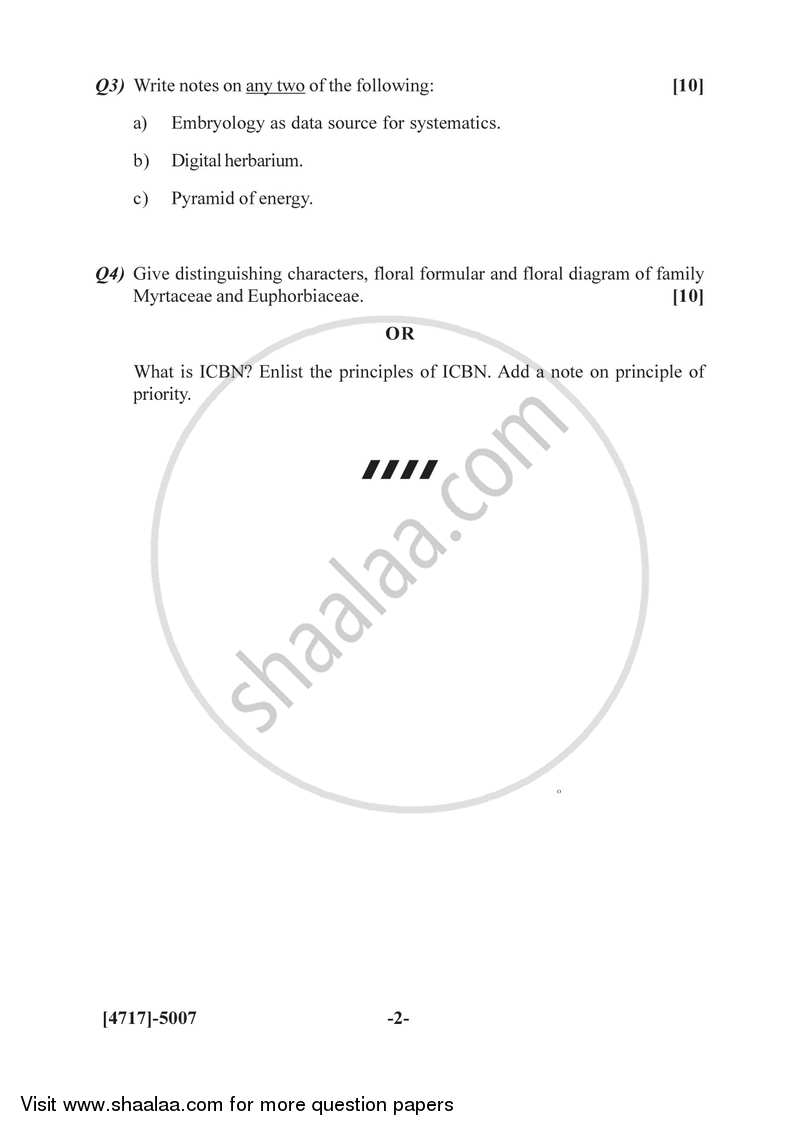 Taxonomy of Angiosperms and Plant Community 2014-2015 - B.Sc. - Semester 3 (SYBSc) - University of Pune question paper with PDF download