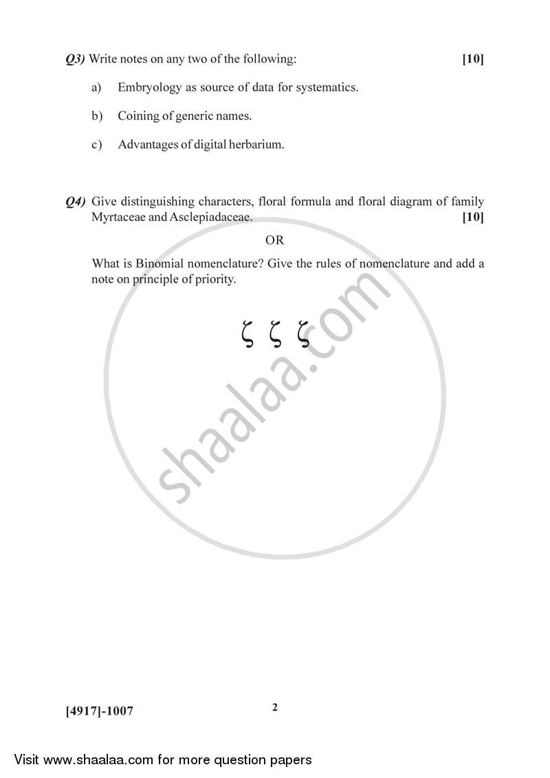Taxonomy of Angiosperms and Plant Community 2015-2016 - B.Sc. - Semester 3 (SYBSc) - University of Pune question paper with PDF download