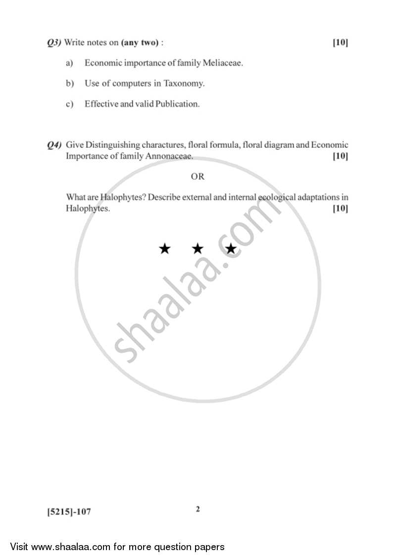 Taxonomy of Angiosperms and Plant Community 2017-2018 - B.Sc. - Semester 3 (SYBSc) - University of Pune question paper with PDF download