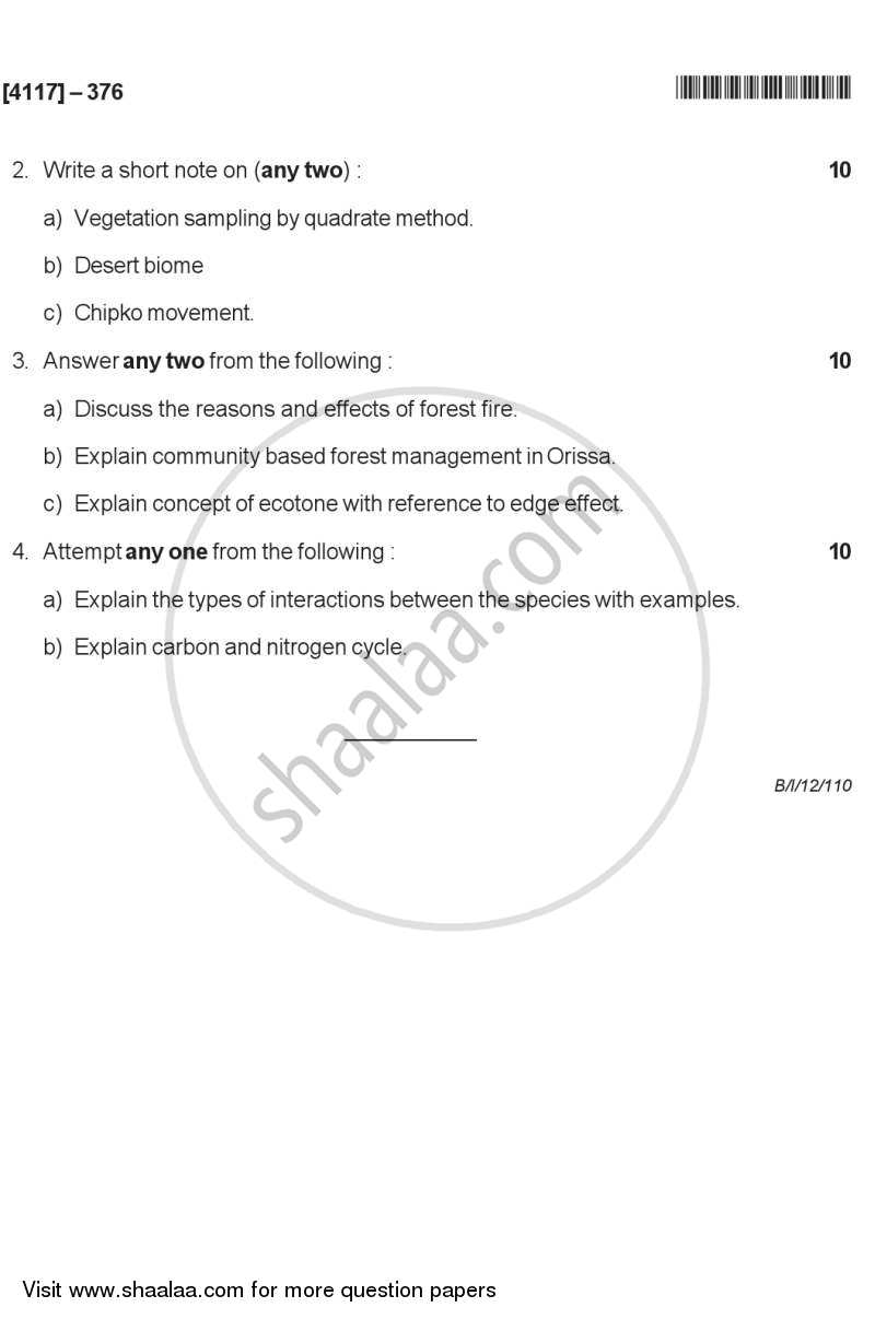 Terrestrial Ecosystems and Management 2012-2013 - B.Sc. - Semester 5 (TYBSc) - University of Pune question paper with PDF download