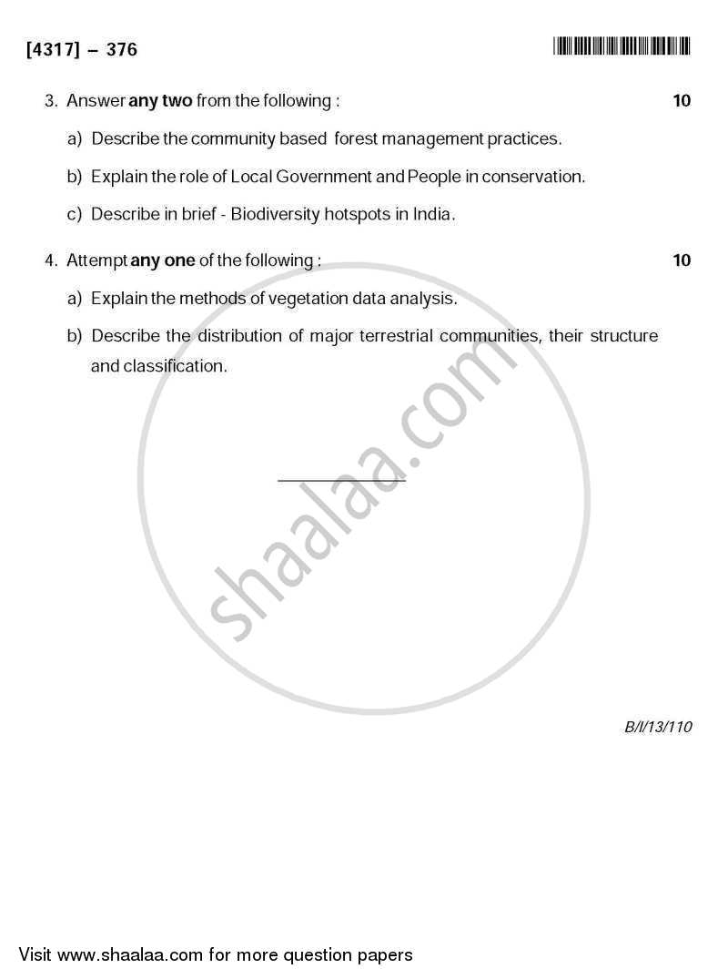 Terrestrial Ecosystems and Management 2013-2014 - B.Sc. - Semester 5 (TYBSc) - University of Pune question paper with PDF download
