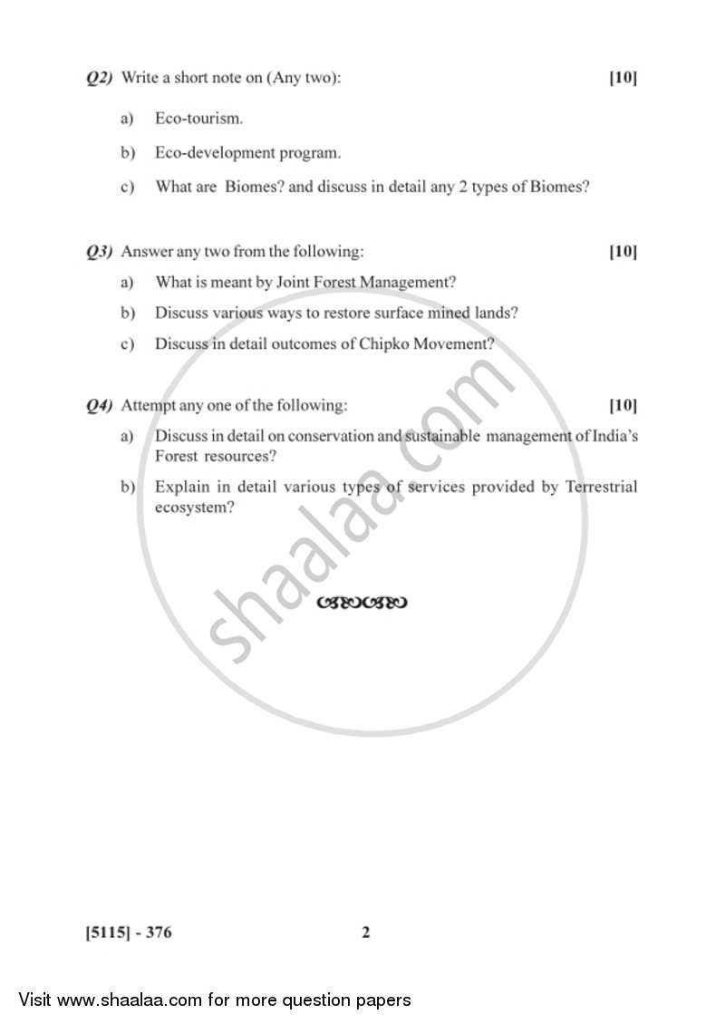 Terrestrial Ecosystems and Management 2016-2017 - B.Sc. - Semester 5 (TYBSc) - University of Pune question paper with PDF download