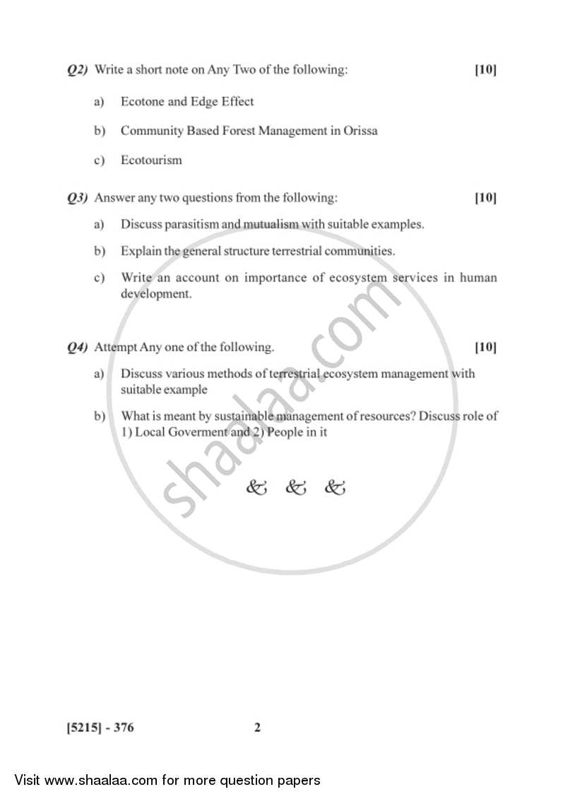 Terrestrial Ecosystems and Management 2017-2018 - B.Sc. - Semester 5 (TYBSc) - University of Pune question paper with PDF download