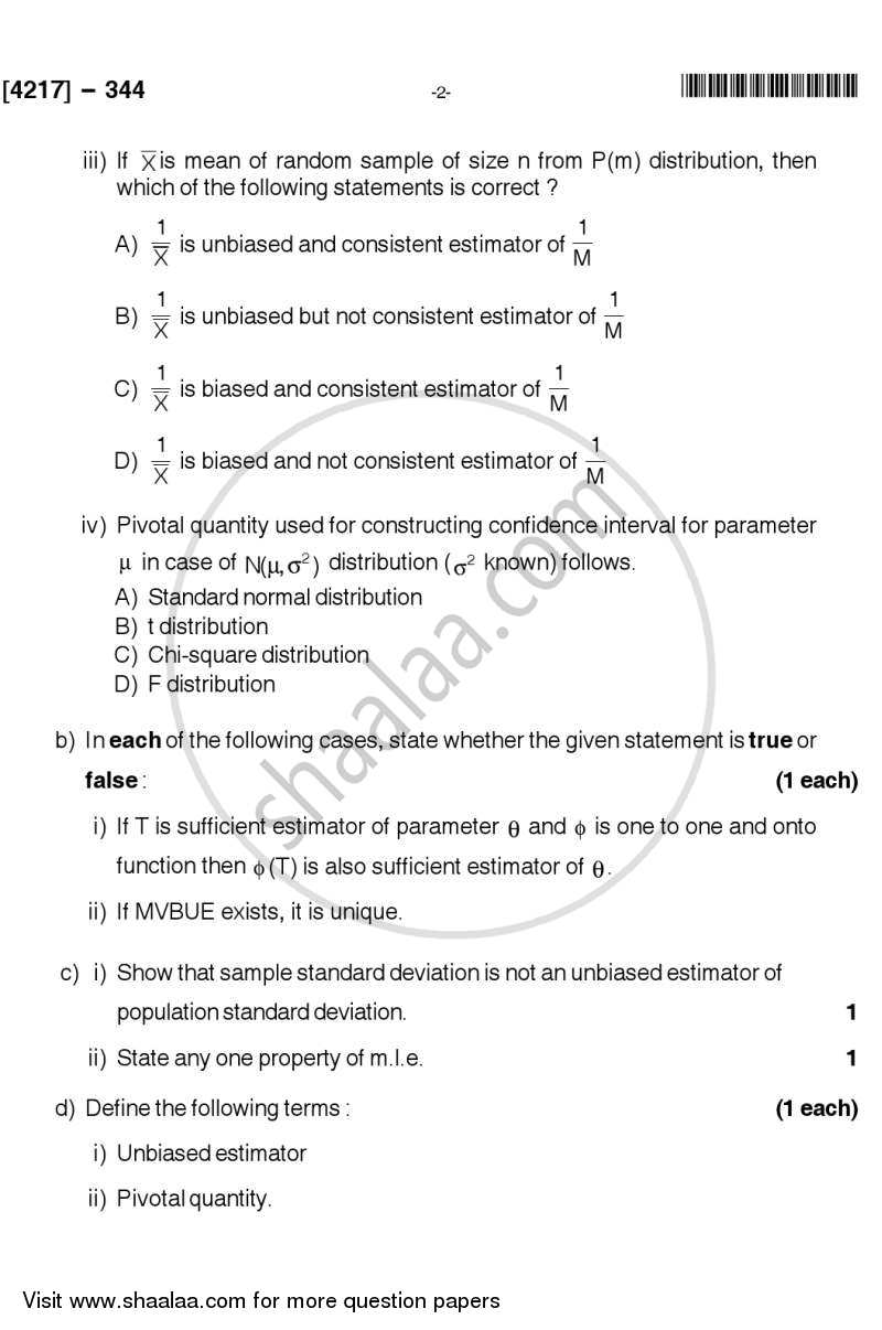 Theory of Estimation 2012-2013 - B.Sc. - Semester 5 (TYBSc) - University of Pune question paper with PDF download