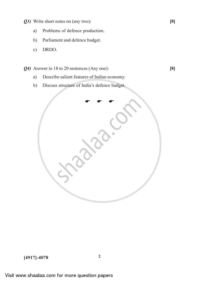 Trends in India’s Defence Expenditure 2015-2016 - B.Sc. - Semester 6 (TYBSc) - University of Pune question paper with PDF download