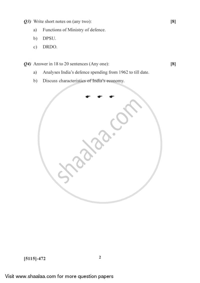 Trends in India’s Defence Expenditure 2016-2017 - B.Sc. - Semester 6 (TYBSc) - University of Pune question paper with PDF download