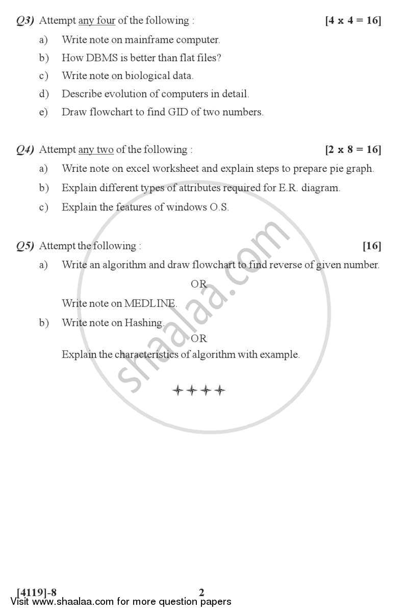 Use of Computers 2012-2013 - B.Sc. - Semester 2 (FYBSc) - University of Pune question paper with PDF download