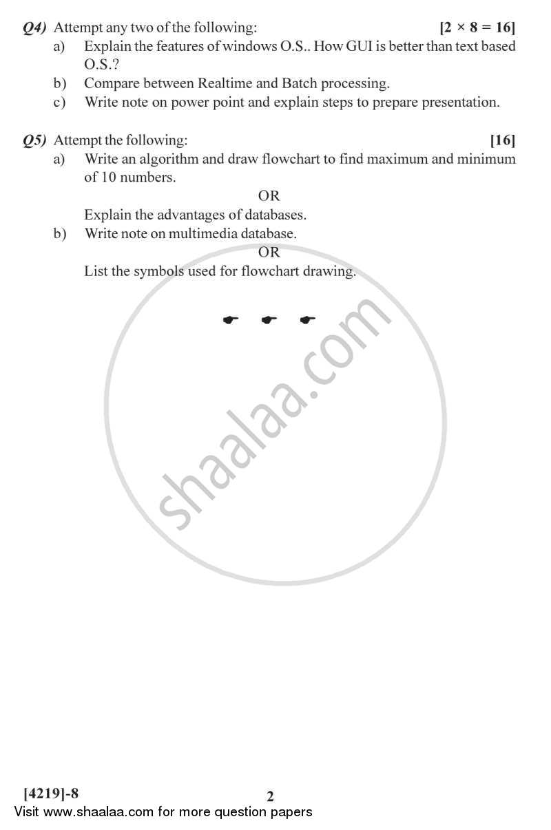 Use of Computers 2012-2013 - B.Sc. - Semester 2 (FYBSc) - University of Pune question paper with PDF download