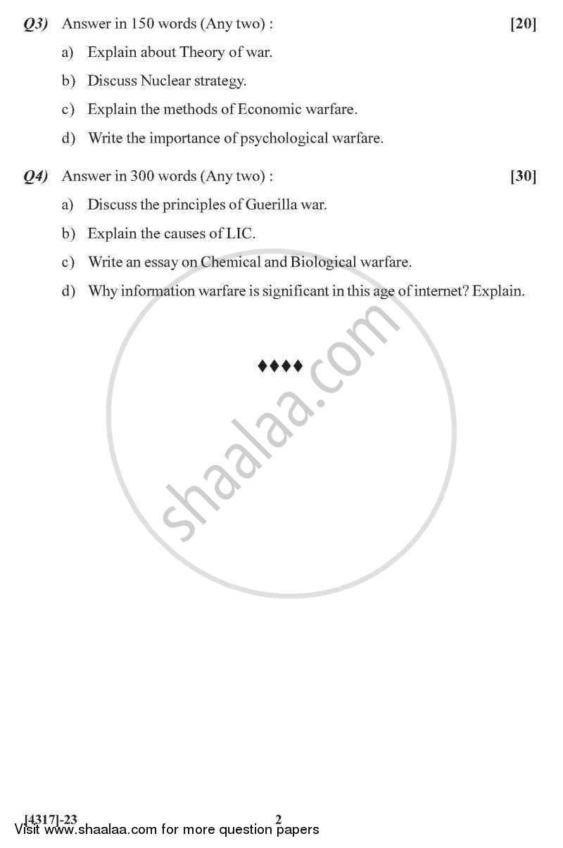 War and Warfare 2013-2014 - B.Sc. - Semester 2 (FYBSc) - University of Pune question paper with PDF download