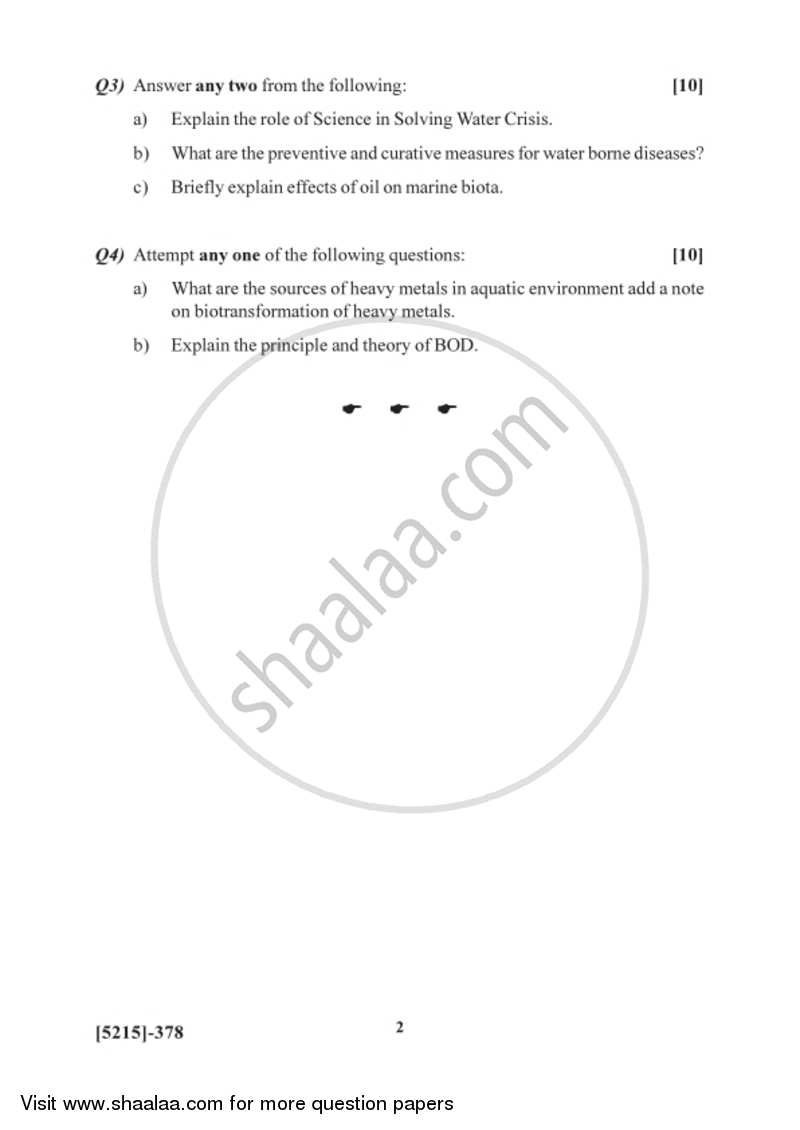 Water Quality 2017-2018 - B.Sc. - Semester 5 (TYBSc) - University of Pune question paper with PDF download