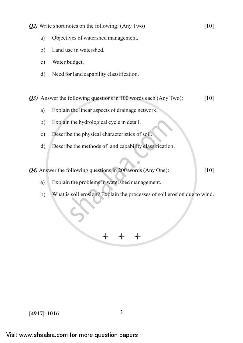 Watershed Management 1 2015-2016 - B.Sc. - Semester 3 (SYBSc) - University of Pune question paper with PDF download