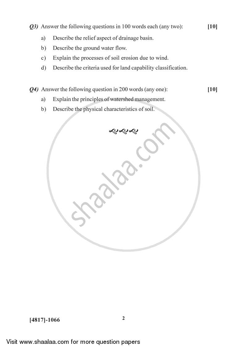 Watershed Management 1 2015-2016 - B.Sc. - Semester 3 (SYBSc) - University of Pune question paper with PDF download