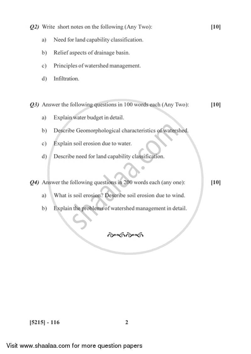 Watershed Management 1 2017-2018 - B.Sc. - Semester 3 (SYBSc) - University of Pune question paper with PDF download