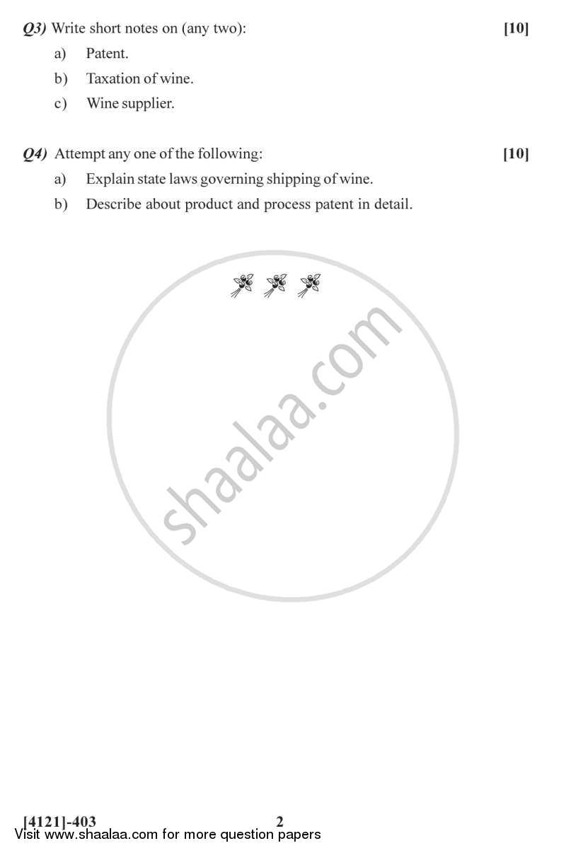 Wine Laws, Management and Taxation 2012-2013 - B.Sc. - Semester 6 (TYBSc) - University of Pune question paper with PDF download