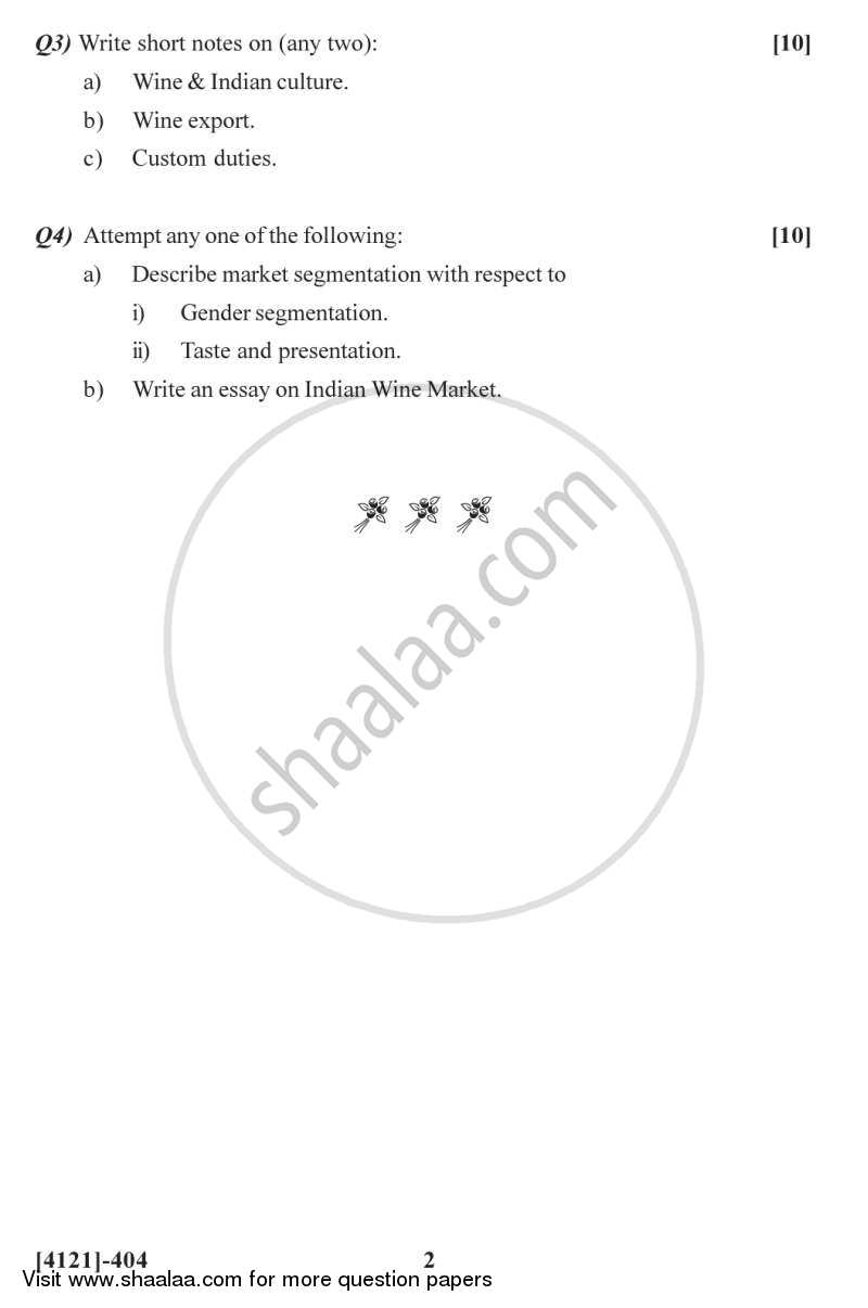 Wine Market and Marketing 2012-2013 - B.Sc. - Semester 6 (TYBSc) - University of Pune question paper with PDF download